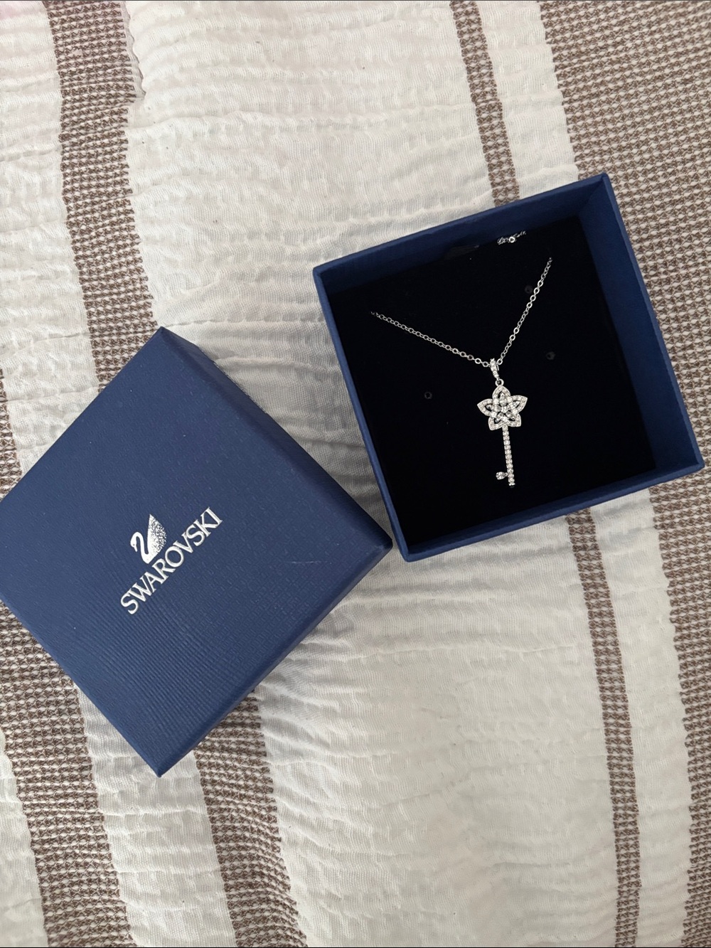 Swarovski Silver Crystal Star Key Pendant Necklace